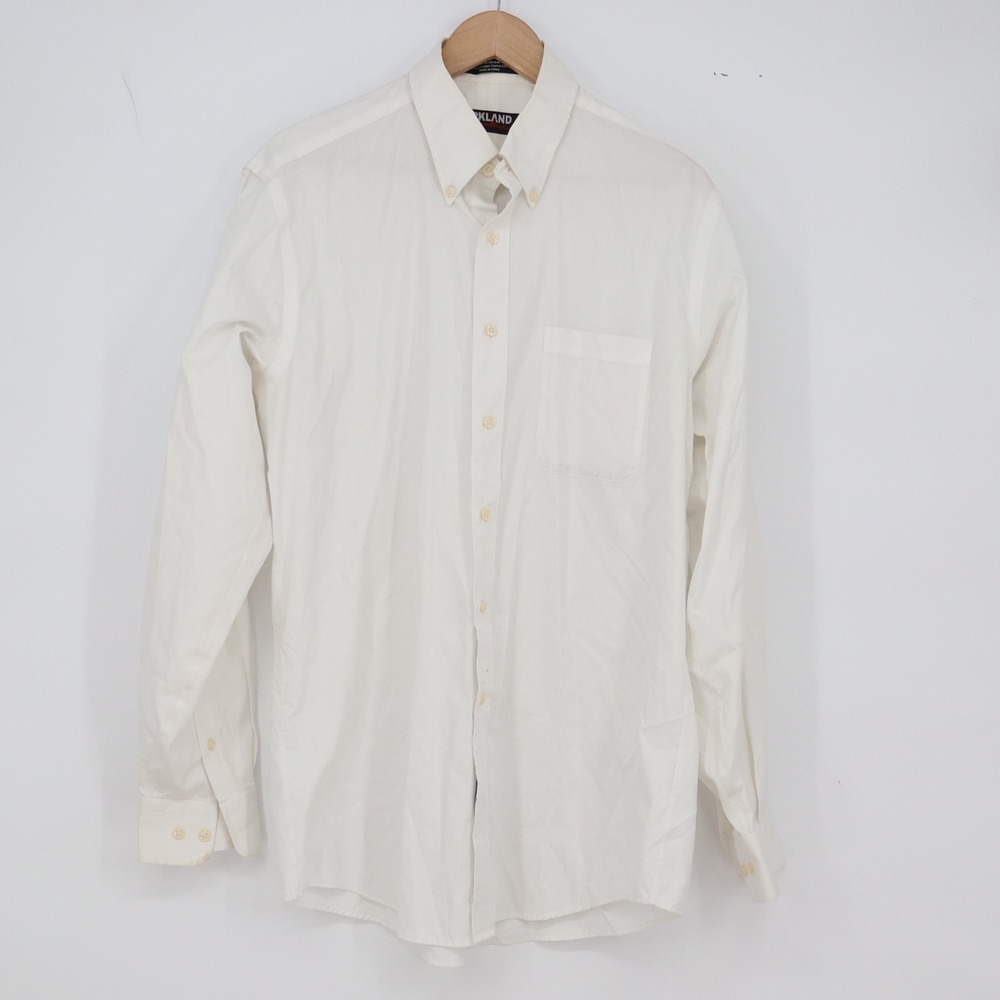 Kirkland Signature Shirt Mens 16-35 Non-Iron White Button-Down Cotton Good